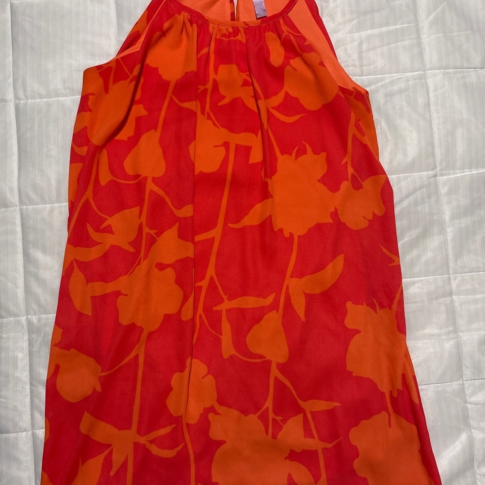 Red & Orange Floral Halter Dress